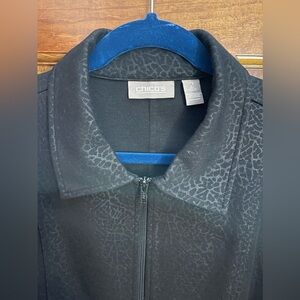 Chico’s Black crocodile embossed knit jacket
